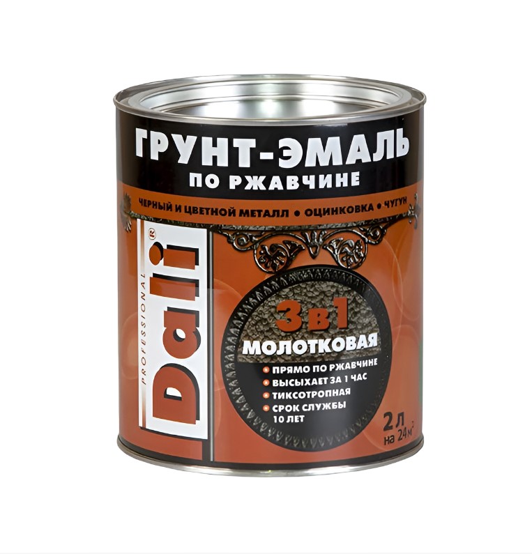 Эмаль молот/эф DALI черная 2 л