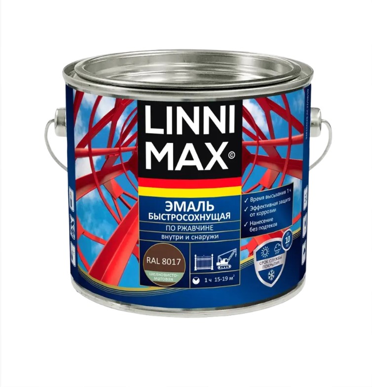 Грунт-эмаль LINNIMAX шел-мат RAL 8017 шоколад 1,6 л