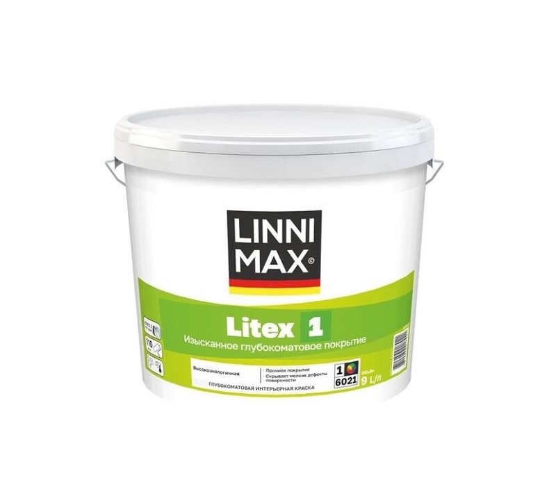 Краска в/д для внутренних работ LINNIMAX  Litex/Литекс 1 База 1  9л