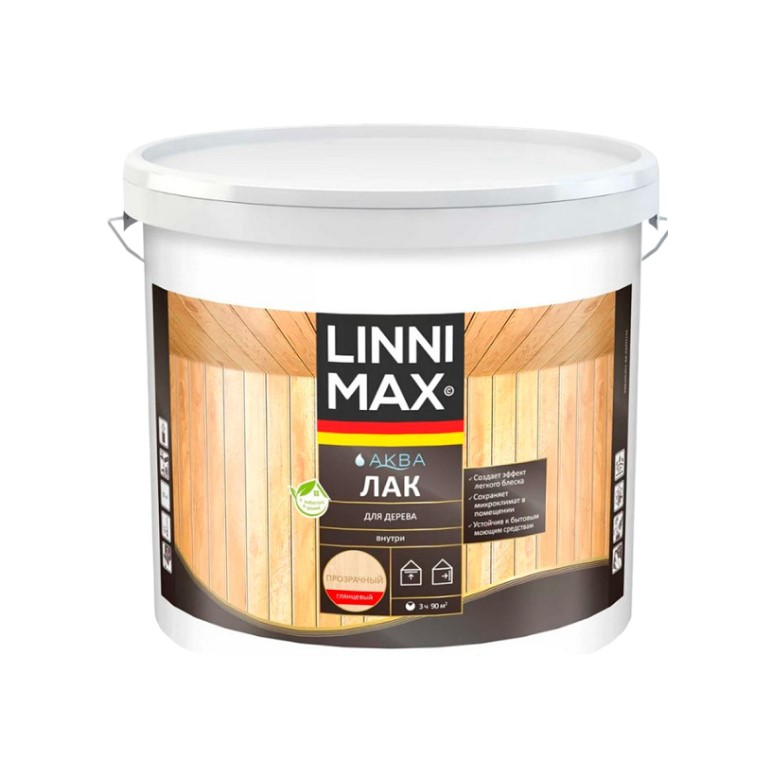 Лак акрил LINNIMAX для дерева глянец 9л