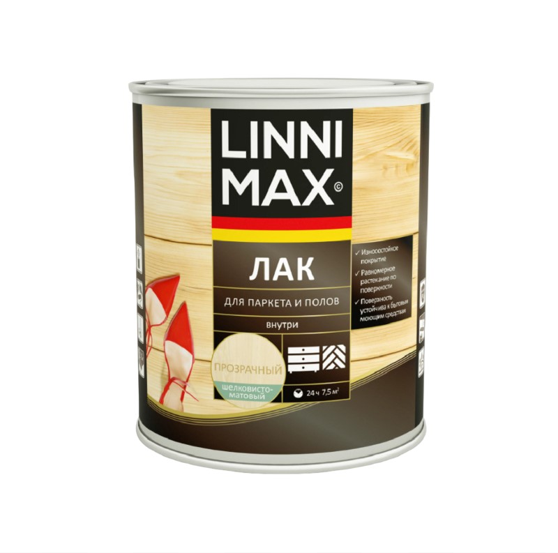 Лак алкид LINNIMAX для паркета и полов шелк-матовый 2,5 л