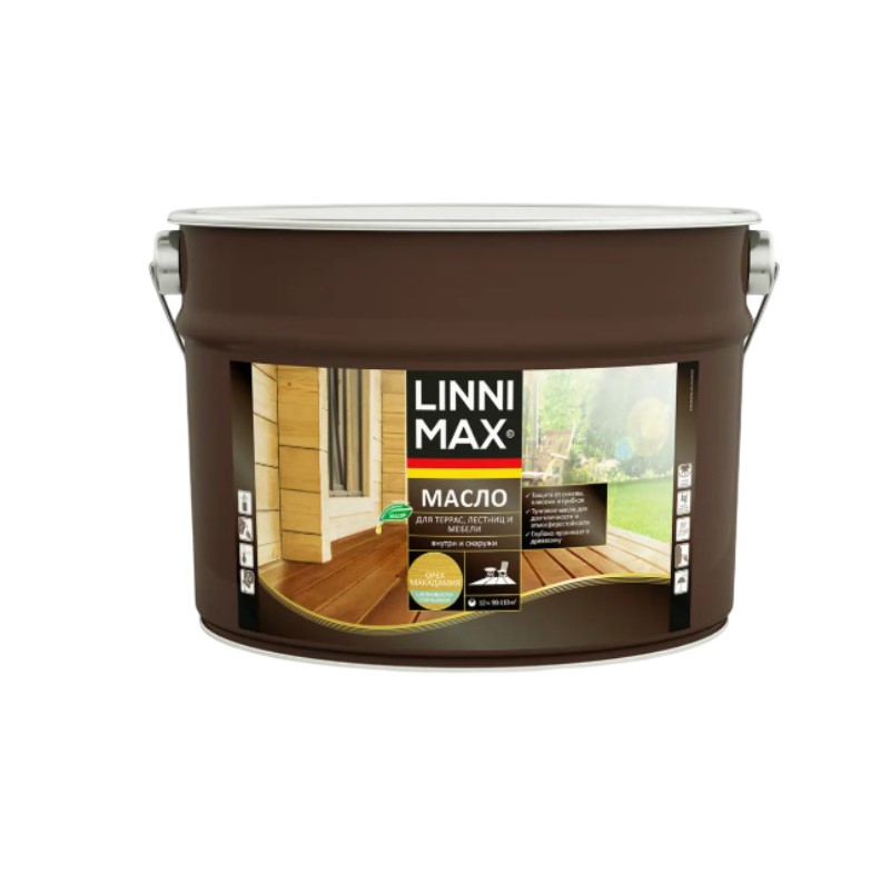 Масло LINNIMAX для древесины шелк/мат 9 л Орех макадамия