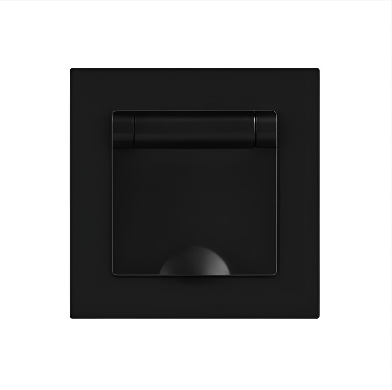 Розетка Intro Accent 2P+E Schuko с крышкой 16А-250В IP20 СУ антрацит 6-203-05
